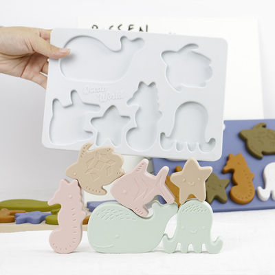 جودة  Sea Ocean Animals Silicone Puzzle , Educational Montessori Baby Puzzle مصنع