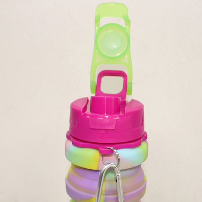 زجاجة ماء سيليكون قابلة للطي خالية من BPA للرياضة الخارجية بسعة 500 مل