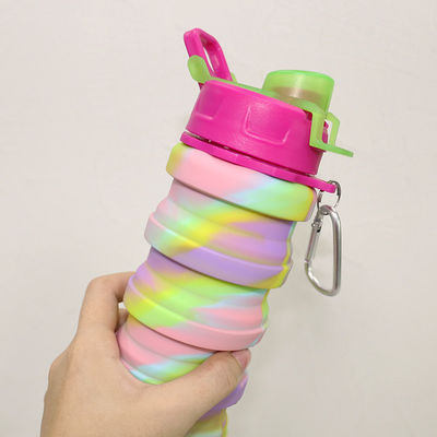 زجاجة ماء سيليكون قابلة للطي خالية من BPA للرياضة الخارجية بسعة 500 مل