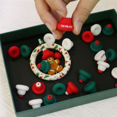 حبات سيلكون O حلقة آمنة وغير سامة حبات سيلكون 3D حبات قبعة عيد الميلاد