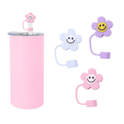 مختلف الزهور السيليكون القش القش قبعة قبعة قبعات غطاء للكأس Tumbler