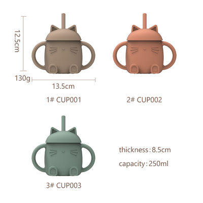 الصف الغذائي السيليكون القش كأس Sippy 200ml سعة