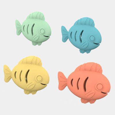 لعبة قطط على شكل سمكة من السيليكون الآمن غذائيًا - كرة نعناع تفاعلية للقطط ولعبة مضغ لتسنين الأسنان