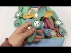 شوك وملاعق سيليكون ناعمة لطيفة على شكل باندا للأطفال الصغار